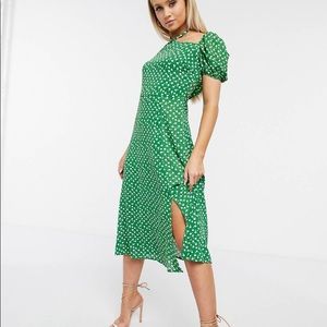 NWT-Green halterneck midi dress-size 2
